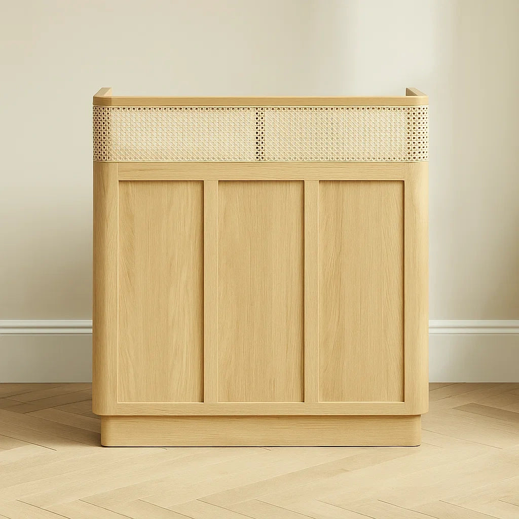 Bar en chêne naturel avec cannage 100x40x90 cm