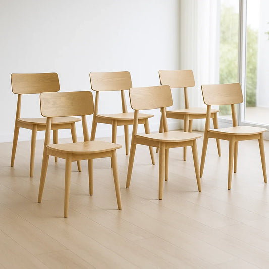 Lot de 6 chaises en bois de hêtre naturel