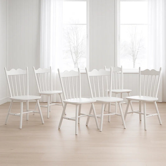 Lot de 6 chaises blanches en bois massif