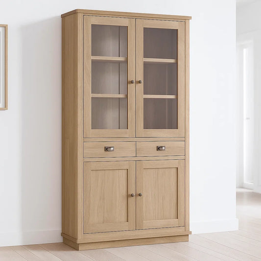 Vitrines en bois de chêne avec portes en verre trempé 100x40x200 cm