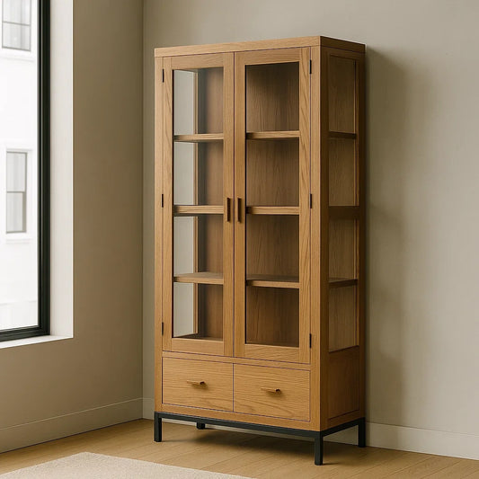 Vitrines en bois et verre avec tiroirs 200x80x40 cm